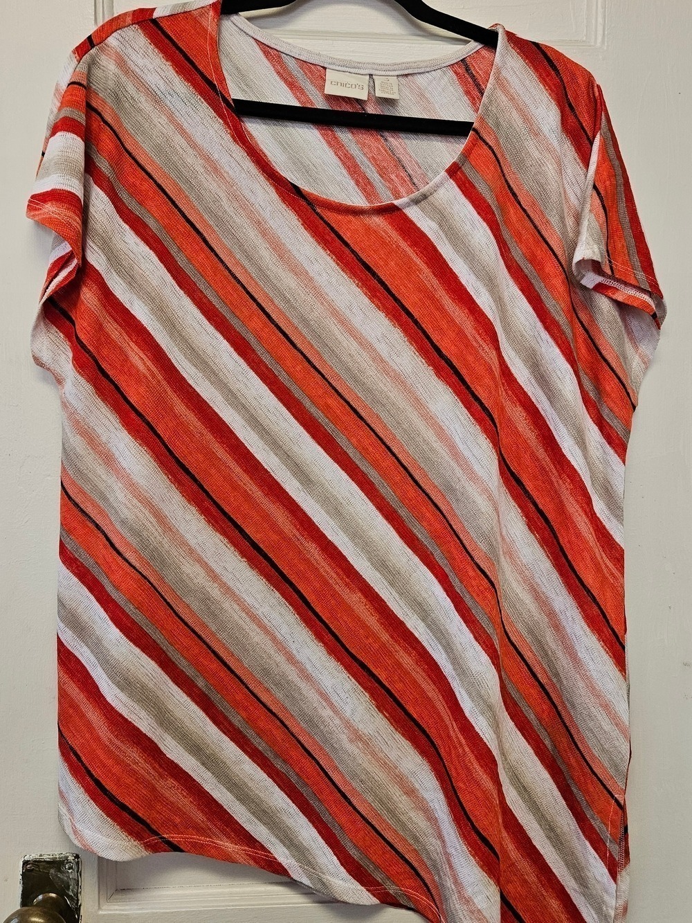 Chico's Orange Stripe Scoop Neck Women's Top
